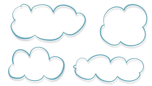Simple cartoon clouds in the form of outline or wire images with shadows. Natural objects change as the animation progresses.