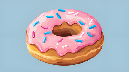 Beautiful Donut with colorful glaze tasty dessert clipart illustration