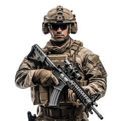 Fototapeta premium Fully Equipped Soldier isolated