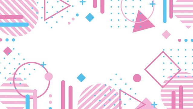 Pastel Colored Geometric Pattern Frame Video, Transparent Background, Loop