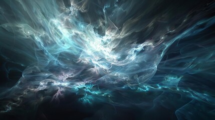 ethereal ray of light piercing through darkness abstract digital art