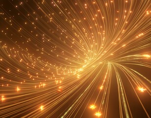 Obraz premium Abstract orange particles of optical fiber 3d illustration