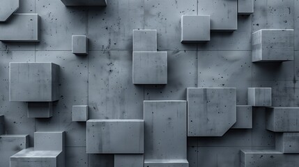 gray textured background with geometric patterns and 3D-like elements, creating a sense of movement