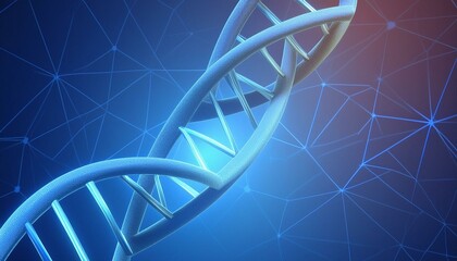 3d illustration of rotating DNA glowing molecule on blue background