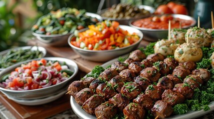 Obraz premium Traditional Arabic festival food in a clean setting