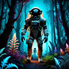 Fototapeta premium A lone astronaut exploring