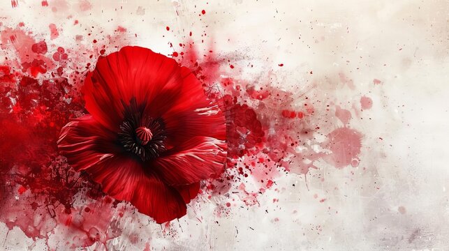 abstract poppy paint splash vibrant red floral memorial remembrance day symbol lest we forget anzac day tribute abstract background