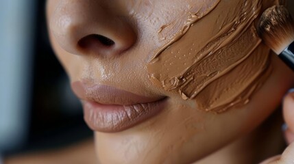Detailed closeup of a foundation application with flawless finish