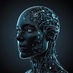 Obraz premium Network AI, Artificial Intelligence concept. Smart robot chatbot. Future technology Design