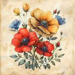 vintage background with poppies