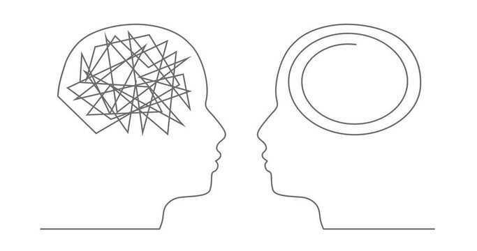 Personal growth and development. Business and education concept. Metaphor of problem solving, chaos and mess, difficult situation. Change of mindset