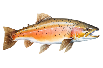 Trout fish on clean background. Underwater animals.