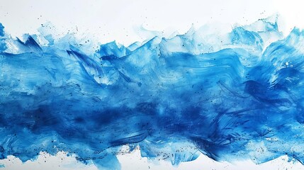 vibrant blue watercolor brush stroke with wet ink texture abstract art background