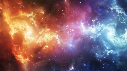 powerful cosmic energy explosion nebula and quantum mechanics fusion abstract scifi background