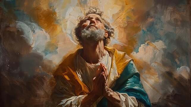 spiritual visions saint john the apostle contemplating divine revelations oil painting