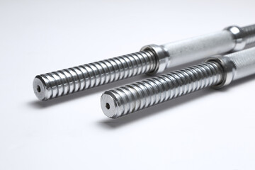 chrome steel dumbbell rod isolated