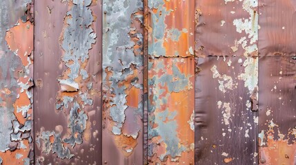 rustcovered metal panels with peeling paint and weathered texture industrial grunge background