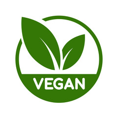 Vegan food icon set badge sign. Bio, Ecology, Organic logos and badges, label, tag. Green leaf on white background. Vector illustration.