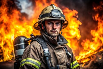 Naklejka premium firefighter in action