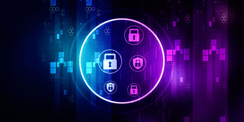 2d illustration Safety concept: Closed Padlock on digital background