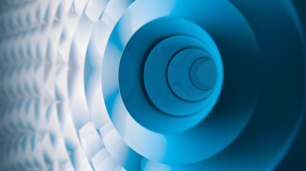 Mesmerizing Spiral Illusion of Depth and Geometry in Minimalist White and Blue Gradient Background