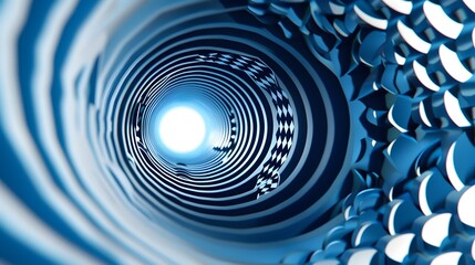 Obraz premium Captivating Optical Depth and Circular Patterns in Striking Blue and White Background