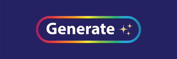 Generate AI button. LLM artificial intelligence icon. Machine learning generator. Generate text and image by pressing button prompt. Magic stars sign. Brain assistant in chat. Vector illustration.
