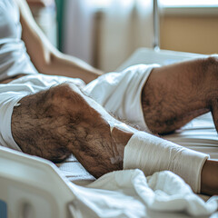 Health Insurance for Recovery: A Man's Leg Injury in Hospital