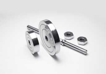 dumbbell rod and chrome steel weight plated