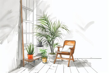 Obraz premium Minimalistic Boho Style Home Interior Design Front Cover Magazine Inspiration