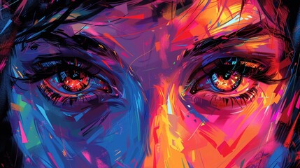Swirls within squares, anime eyes view, vivid palette , hyper detailed