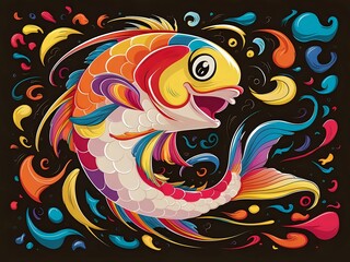 Fototapeta na wymiar Colorful Fish Art 