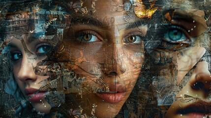 Unfiltered moments, character depth, candid expressions, portrait collage , Stable Diffusion