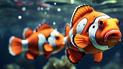Fototapeta premium AI-generated clown fish in the sea