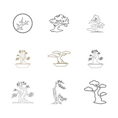 Bonsai logo vector template and symbol