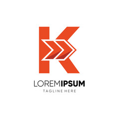 Letter K Forward Arrow Logo Design Vector Icon Graphic Symbol Emblem Illustration 
