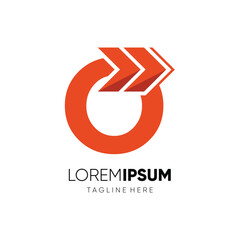 Letter O Forward Arrow Logo Design Vector Icon Graphic Symbol Emblem Illustration 