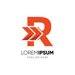 Letter R Forward Arrow Logo Design Vector Icon Graphic Symbol Emblem Illustration 