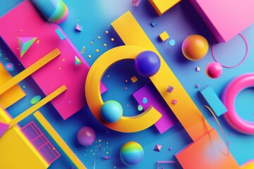 Obraz premium Abstract geometric shapes in vibrant colors forming a dynamic background