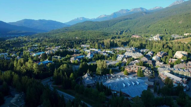 Aerial View of Mountains Surrounding Whistler Village