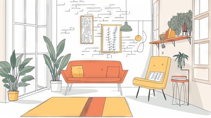 Fototapeta premium Minimalistic Boho Style Home Interior Design Front Cover Magazine Inspiration