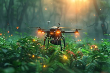 The use of automated drones in agriculture revolutionizes field management by applying pesticides precisely, ensuring the health of green crops and sustainable farming