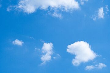Blue sky white clouds and Beautiful puffy fluffy cumulus cloud, cloudscape background.