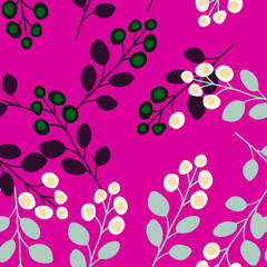 Romantic and bright floral pattern with hand-drawn petals and leaves, perfect for spring and summer textile designs.