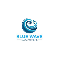 Blue sea waves, water splash, Spiral logo design .pool logo aqua logo, ocean wave abstract water logo