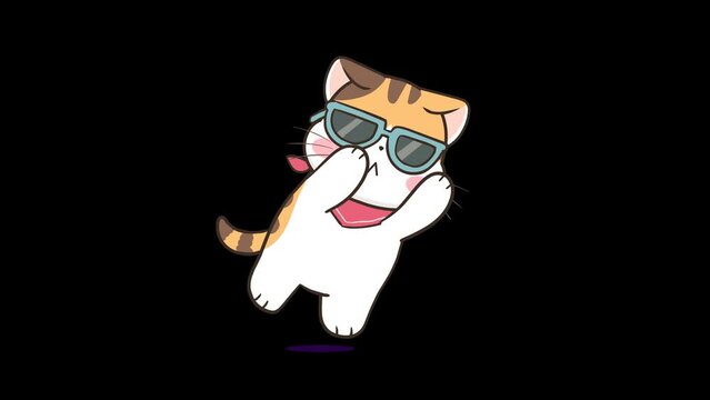 Cool Cat Dancing - Animated with Transparent Background