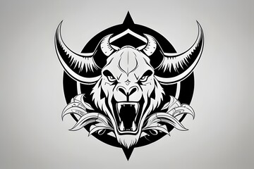 a  vector style striking and contemporary vector logo of a evil ferocious ram's head, curved horns. powerful, illustration, flat, sports team, powerful, illustration, flat, sports, team, aggressive