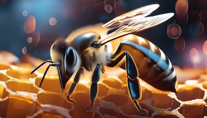 Close up of a honey bee