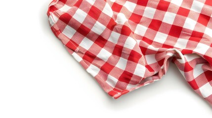 Obraz premium Checkered Picnic Blanket Lying on Plain White Background