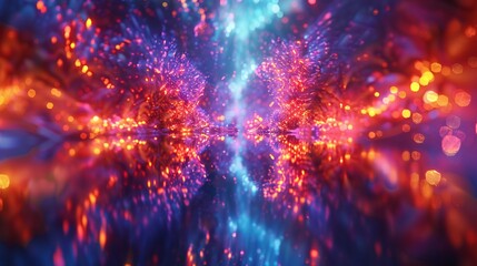 Kaleidoscopic fractals in neon colors, wideangle shot, shimmering textures , Stable Diffusion